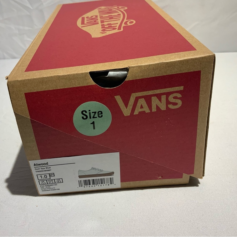 VANS Atwood Unisex Kids Spa Blue Gum Canvas Sneakers Size 1 - Picture 4 of 4